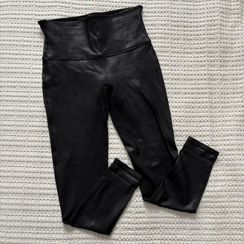 Spanx Faux Leather Black Leggings XL
